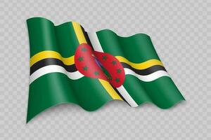 3D Realistic waving Flag of Dominica vector