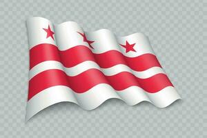 3D Realistic waving Flag of District of Columbia is a state of United States vector