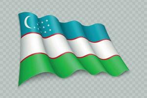 3D Realistic waving Flag of Uzbekistan vector