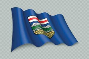 3D Realistic waving Flag of Alberta is a state of Canada vector