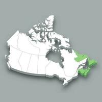 Atlantic Canada region location within Canada map vector
