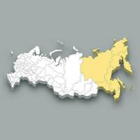 Russian Far East region location within Russia map vector