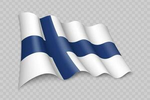 3d realista ondulación bandera de Finlandia vector