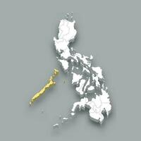 Palawan region location within Philippines map vector