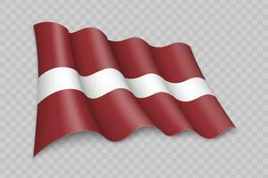 3D Realistic waving Flag of Latvia vector