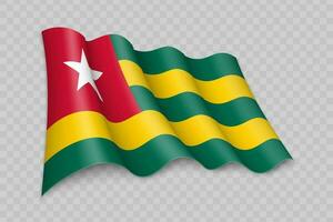 3D Realistic waving Flag of Togo vector