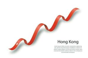 Waving ribbon or banner with flag of Hong Kong vector