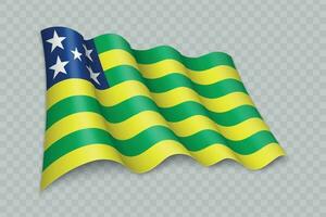 3D Realistic waving Flag of Goias is a state of Brazil vector