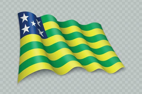 3D Realistic waving Flag of Goias is a state of Brazil