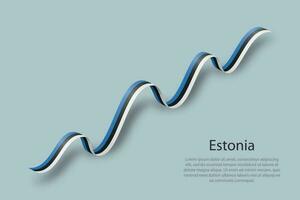 Waving ribbon or banner with flag of Estonia vector