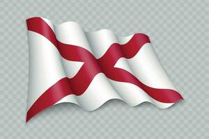 3D Realistic waving Flag of Alabama is a state of United States vector