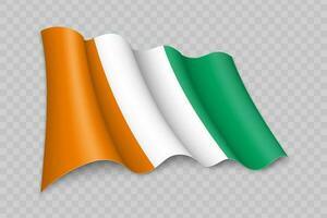 3D Realistic waving Flag of Ivory Coast vector