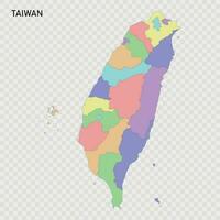 Isolated colored map of Taiwan vector