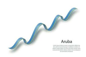 Waving ribbon or banner with flag of Aruba vector