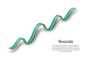 Waving ribbon or banner with flag of Rwanda vector