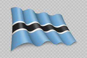 3D Realistic waving Flag of Botswana vector