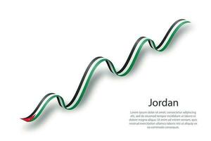 Waving ribbon or banner with flag of Jordan vector