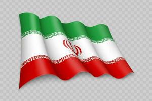 3D Realistic waving Flag of Iran vector