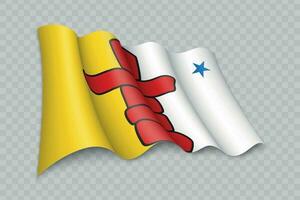 3D Realistic waving Flag of Nunavut is a state of Canada vector