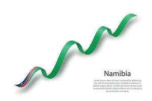 Waving ribbon or banner with flag of Namibia vector