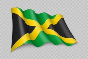 3D Realistic waving Flag of Jamaica vector