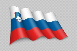 3D Realistic waving Flag of Slovenia vector