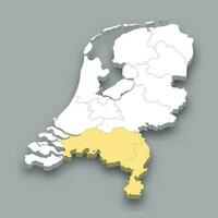 South region location within Netherlands map vector