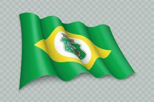 3D Realistic waving Flag of Ceara is a state of Brazil vector