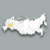 Volga region location within Russia map vector