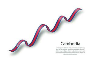 Waving ribbon or banner with flag of Cambodia vector