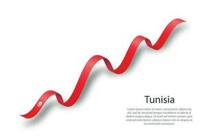 Waving ribbon or banner with flag of Tunisia vector