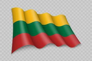 3D Realistic waving Flag of Lithuania vector