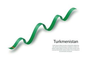 cinta ondeante o pancarta con bandera de turkmenistán vector
