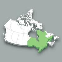 Central Canada region location within Canada map vector