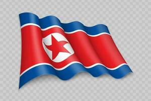 3d realista ondulación bandera de norte Corea vector