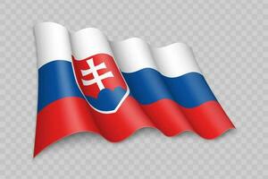 3D Realistic waving Flag of Slovakia vector