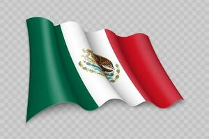 3d realista ondulación bandera de mexico vector