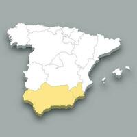 South region location within Spain map vector