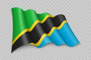 3d realista ondulación bandera de Tanzania vector
