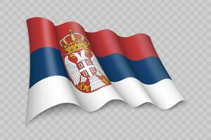 3d realista ondulación bandera de serbia vector