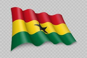 3d realista ondulación bandera de Ghana vector