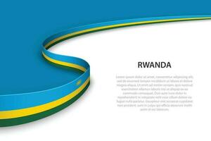 Wave flag of Rwanda with copyspace background. vector