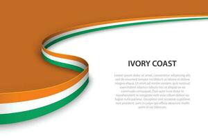 Wave flag of Ivory Coast with copyspace background. vector