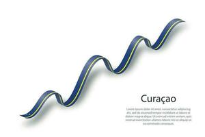 cinta ondeante o pancarta con bandera de curacao vector