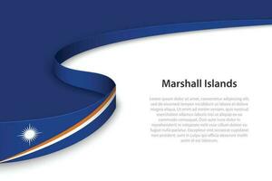 Wave flag of Marshall Islands with copyspace background. vector