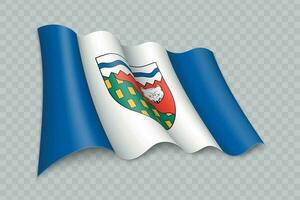 3d realista ondulación bandera de noroeste territorios es un estado de Canadá vector