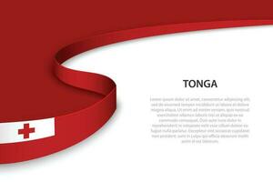 Wave flag of Tonga with copyspace background. vector