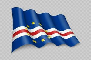 3D Realistic waving Flag of Cape Verde vector