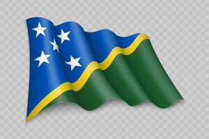 3D Realistic waving Flag of Solomon Islands vector