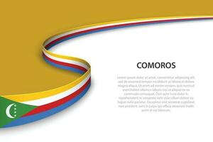 Wave flag of Comoros with copyspace background. vector